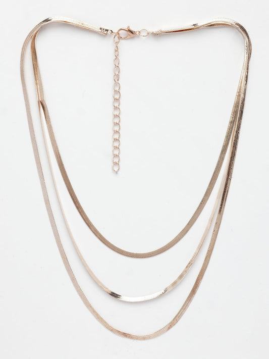 NVR Women's Rose Gold-Polished Minimal Layered Chain | Swadesiicart
