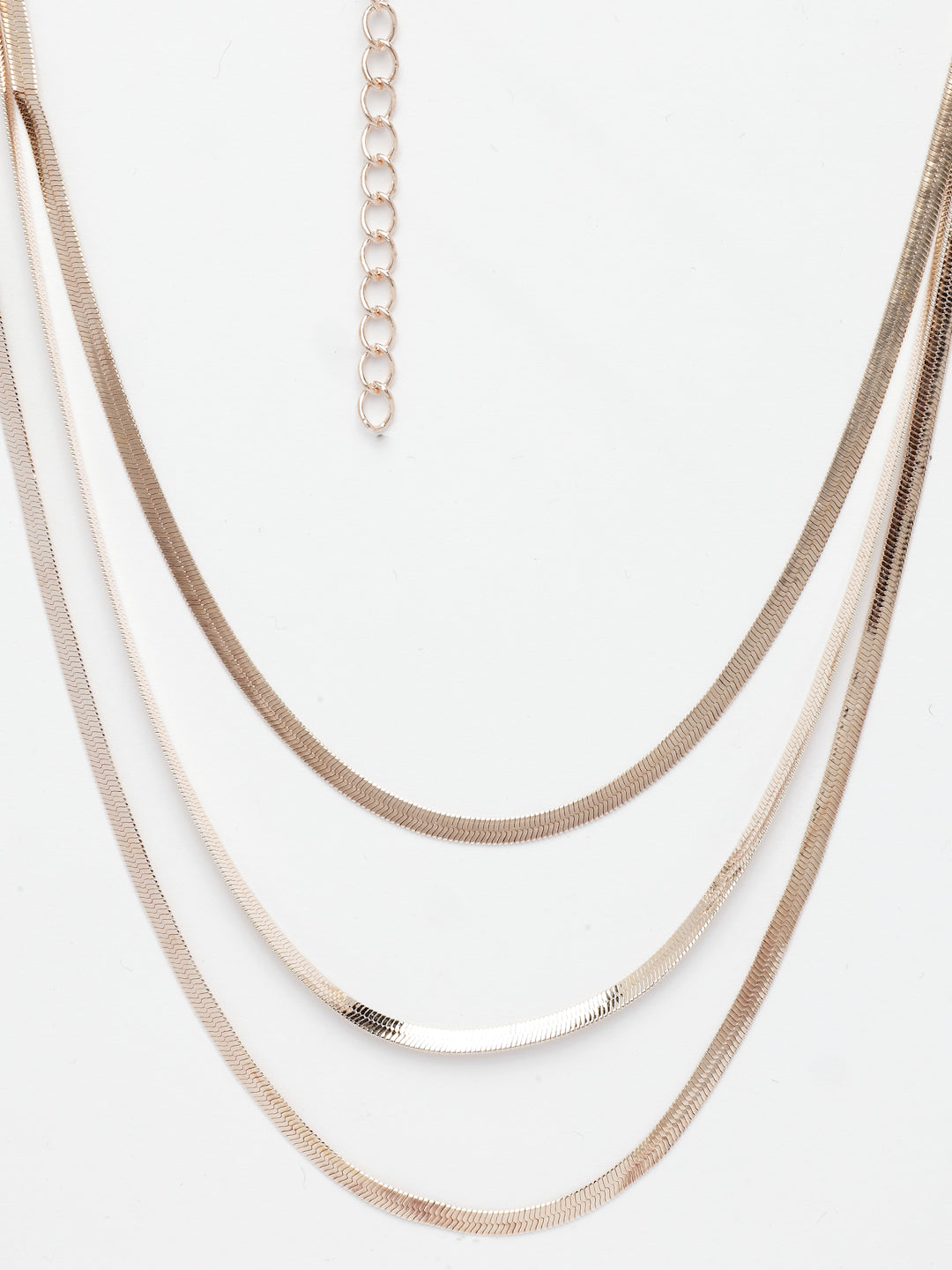 NVR Women's Rose Gold-Polished Minimal Layered Chain | Swadesiicart