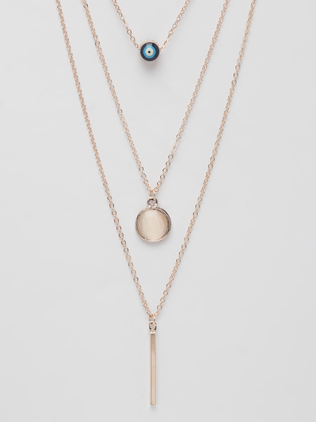 NVR Women's Rose Gold-Polished Evil Eye Layered Chain | Swadesiicart