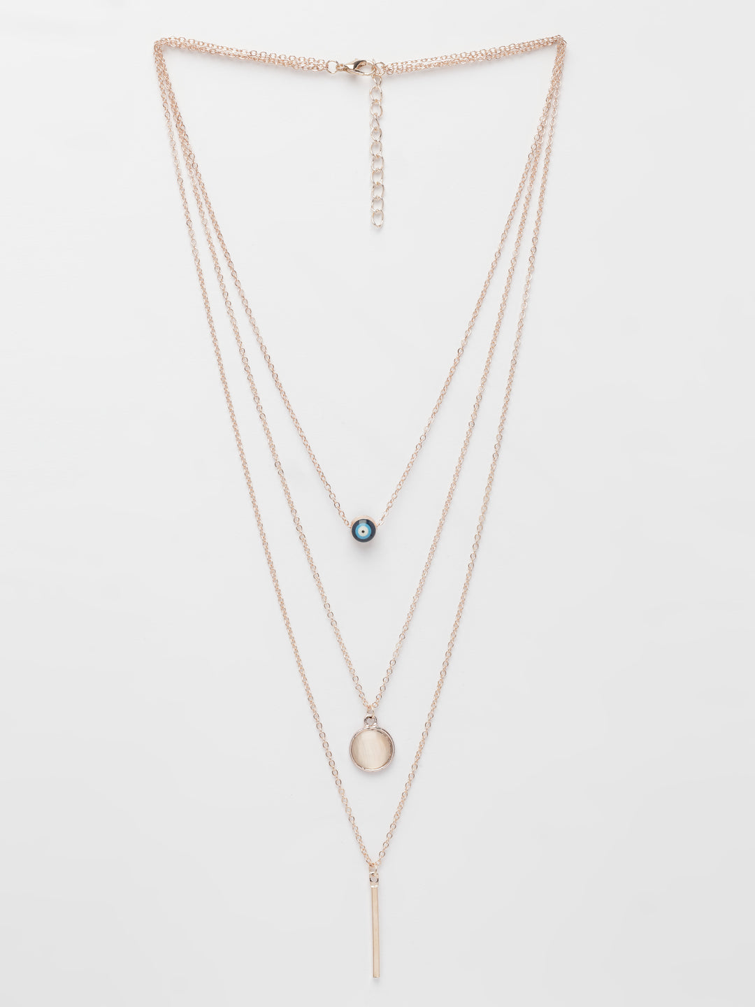 NVR Women's Rose Gold-Polished Evil Eye Layered Chain | Swadesiicart