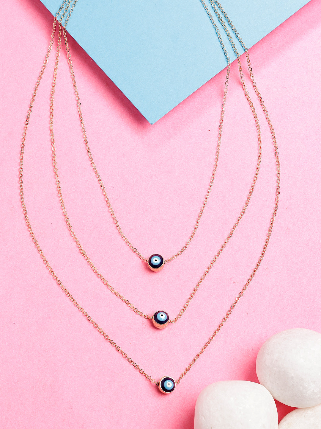 NVR Women's Gold-Polished Evil Eye Layered Chain - Swadesiicart