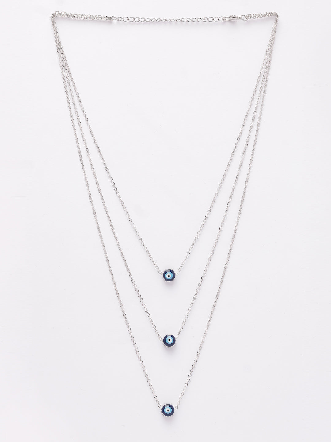 NVR Women's Silver-Plated Evil Eye Layered Chain - Swadesiicart