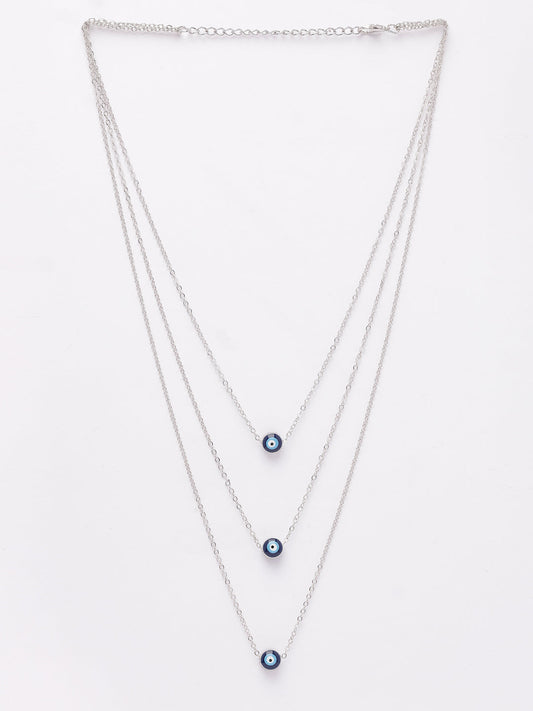 NVR Women's Silver-Plated Evil Eye Layered Chain - Swadesiicart