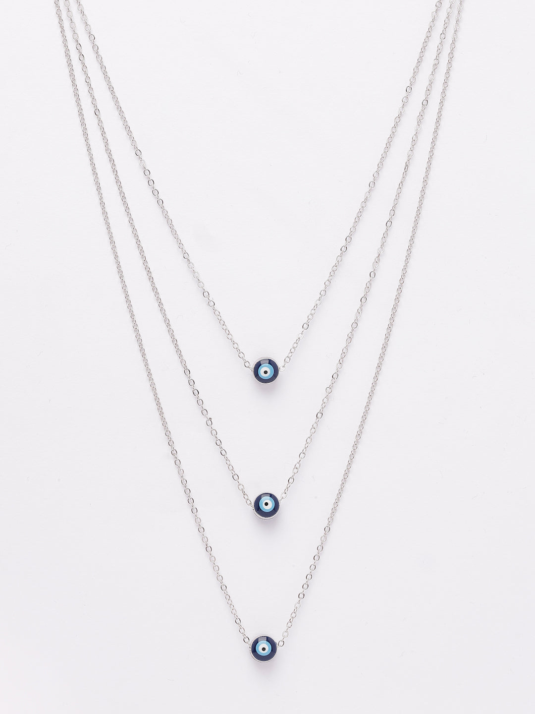 NVR Women's Silver-Plated Evil Eye Layered Chain - Swadesiicart