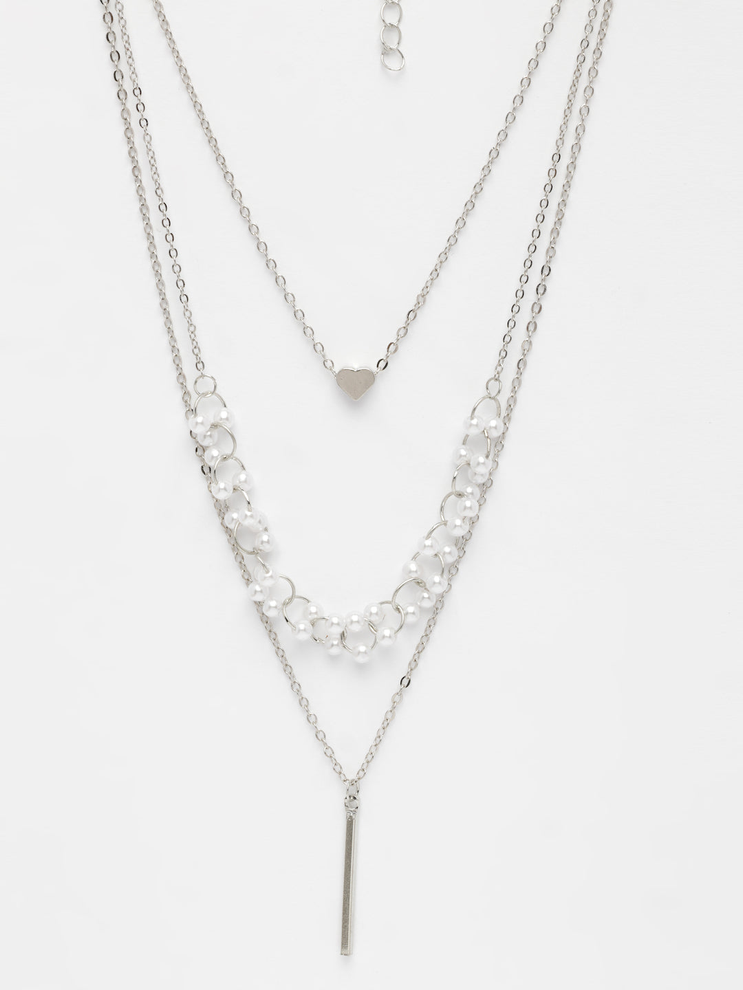NVR Women's Silver-Plated Beaded Layered Chain | Swadesiicart