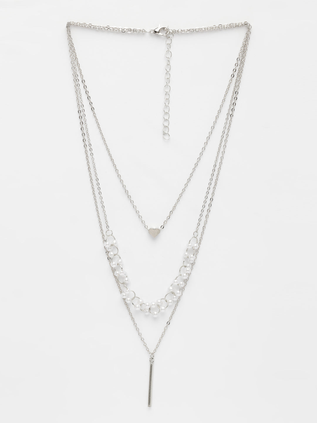 NVR Women's Silver-Plated Beaded Layered Chain | Swadesiicart