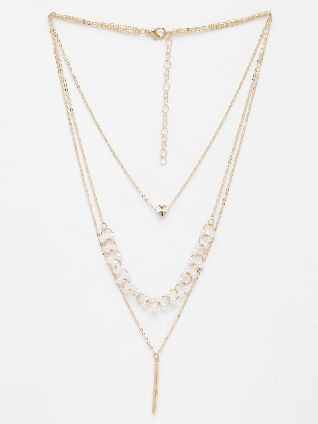 NVR Women's Gold-Polished Beaded Layered Chain | Swadesiicart