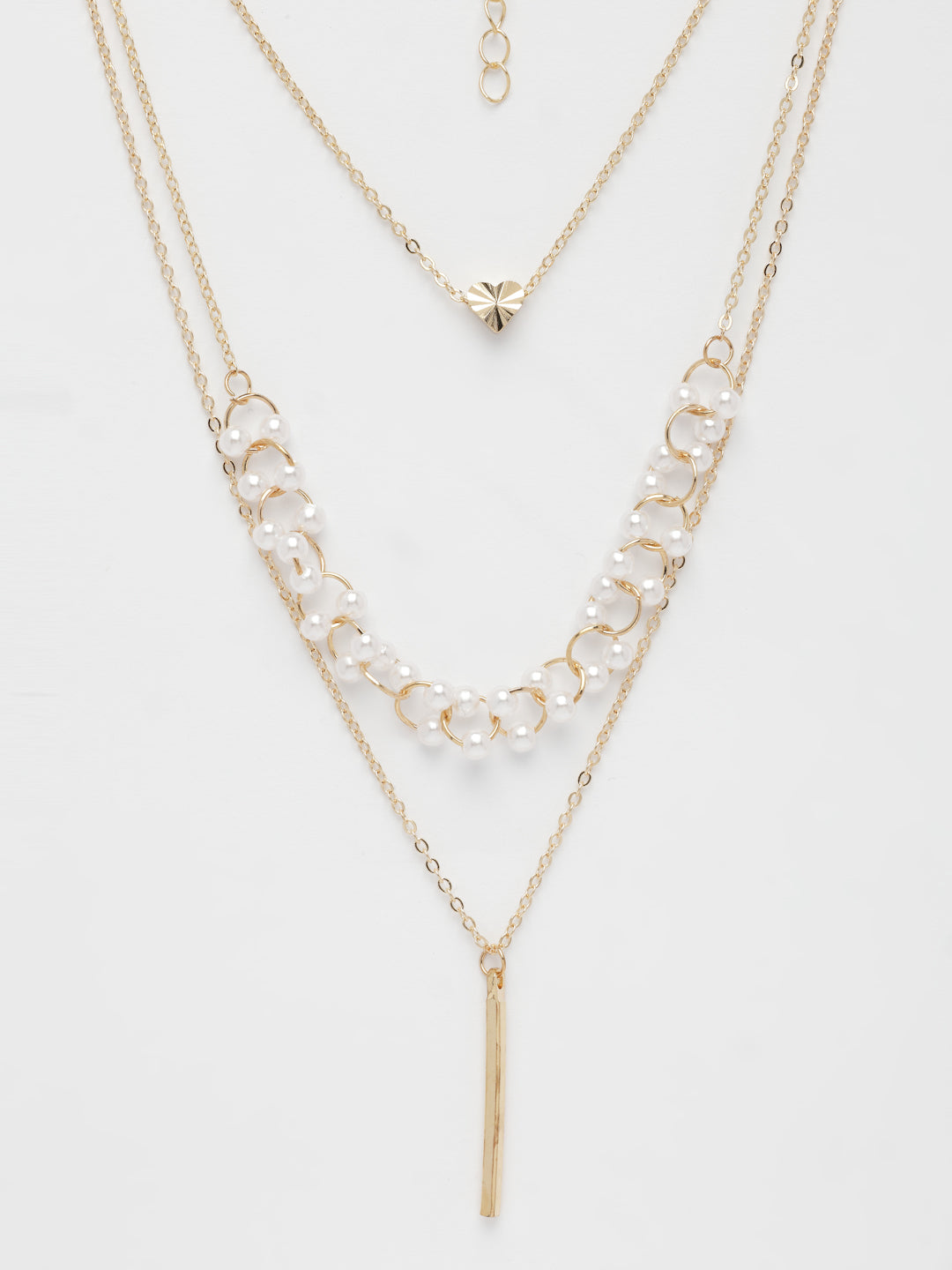 NVR Women's Gold-Polished Beaded Layered Chain | Swadesiicart