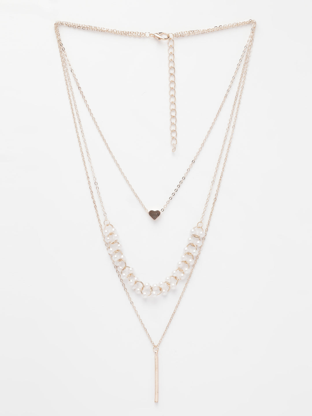 NVR Women's Rose Gold-Polished Beaded Layered Chain | Swadesiicart