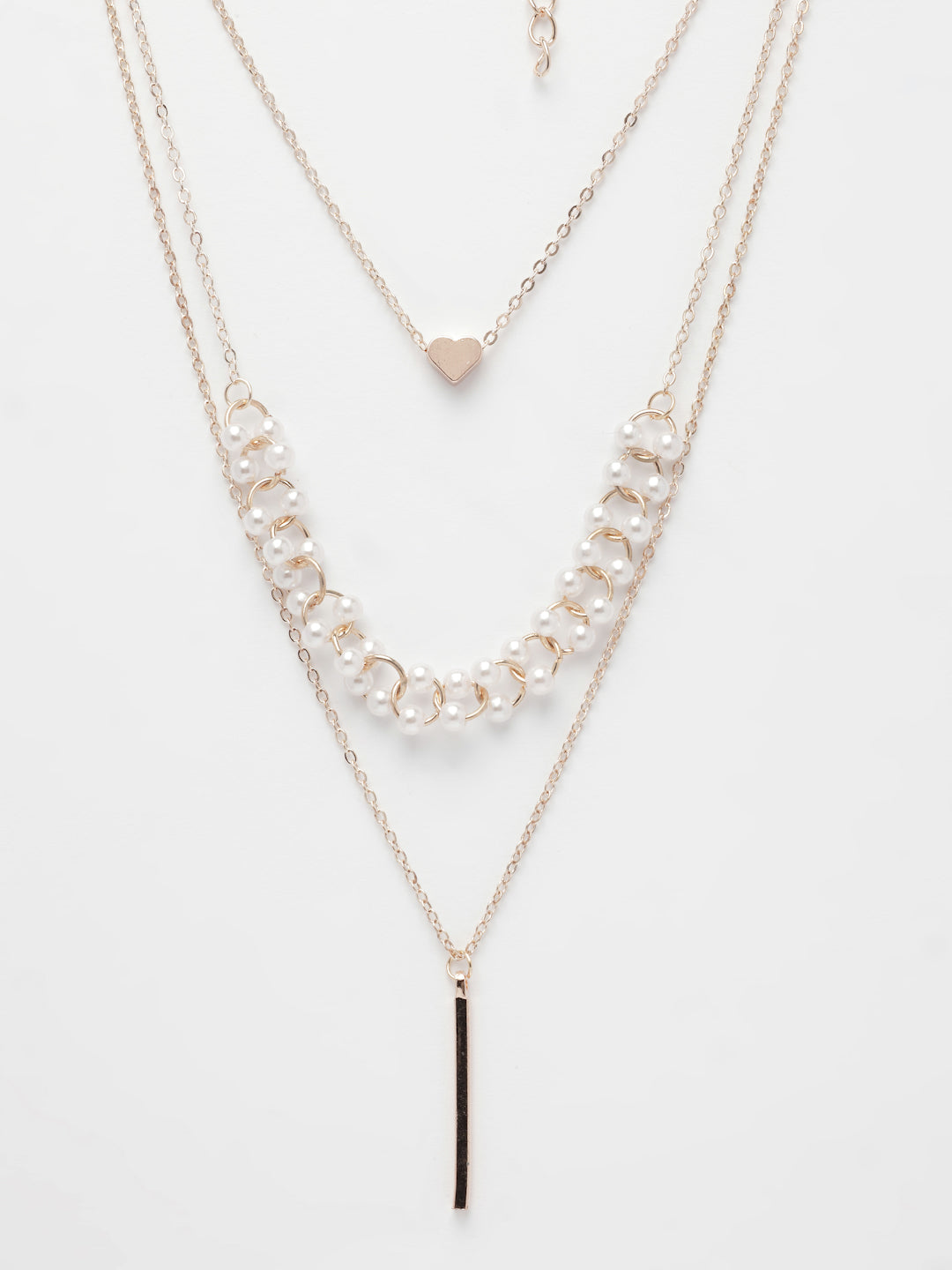 NVR Women's Rose Gold-Polished Beaded Layered Chain | Swadesiicart