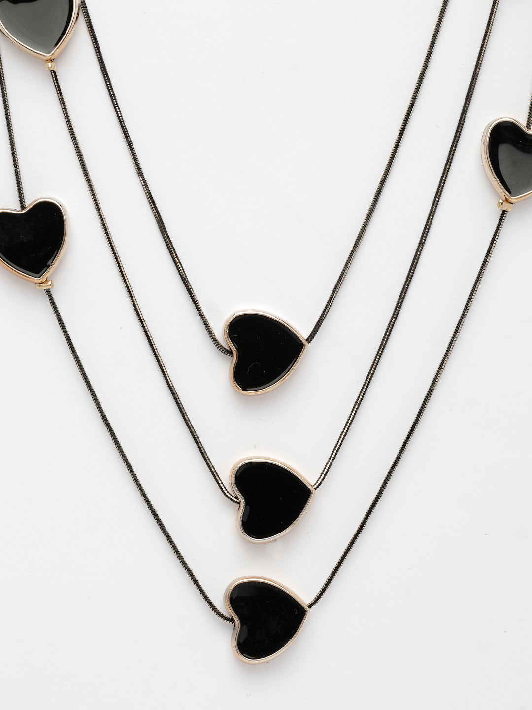 NVR Women's Black Heart Shape Layered Fashion Necklace - Swadesiicart