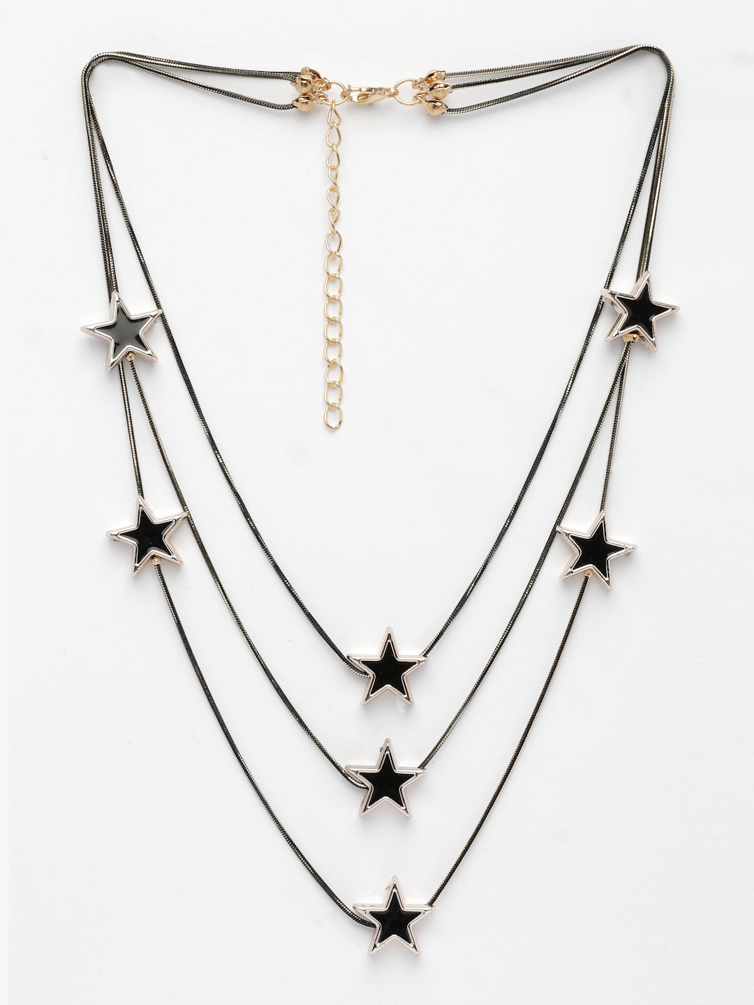 NVR Women's Black Star-Shaped Layered Fashion Necklace | Swadesiicart
