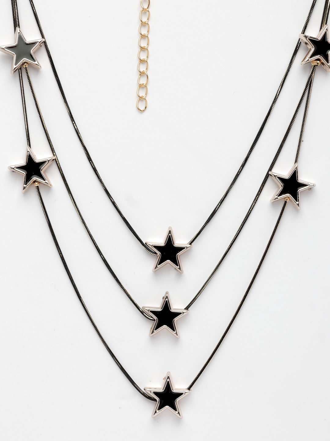 NVR Women's Black Star-Shaped Layered Fashion Necklace | Swadesiicart