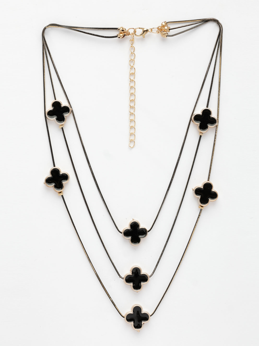 NVR Women's Black Layered Fashion Necklace | Swadesiicart