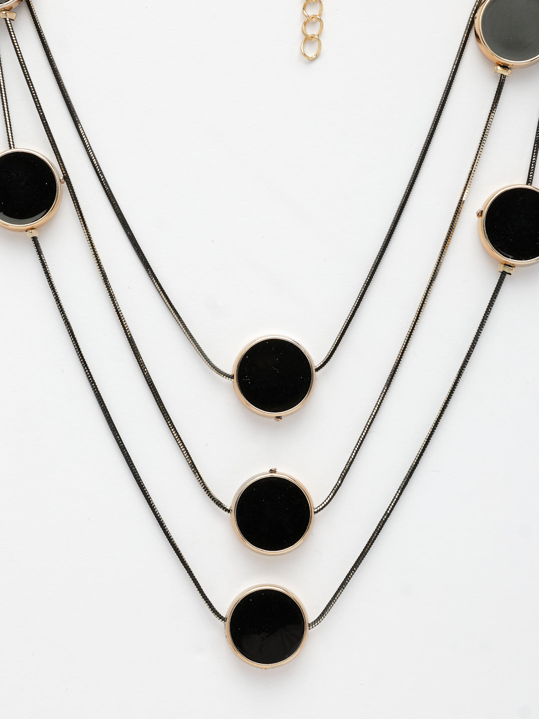 NVR Women's Black Circular Shaped Layered Fashion Necklace - Swadesiicart