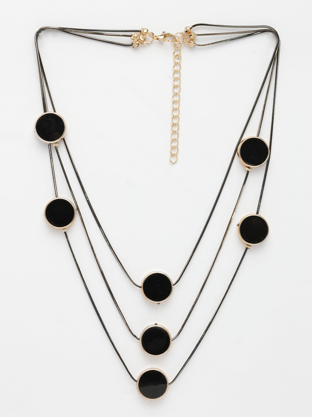 NVR Women's Black Circular Shaped Layered Fashion Necklace - Swadesiicart