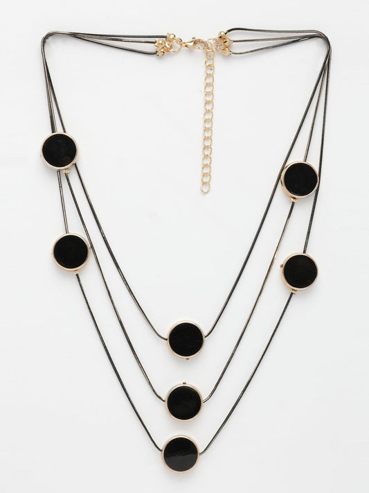 NVR Women's Black Circular Shaped Layered Fashion Necklace - Swadesiicart