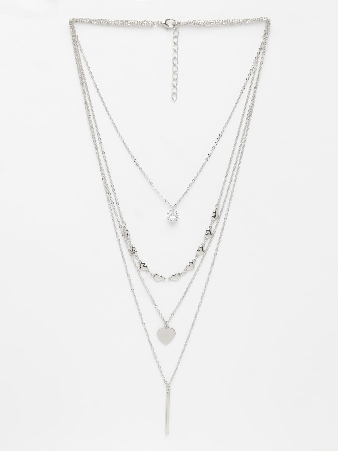 NVR Women's Silver-Plated Artificial Stones Layered Chain | Swadesiicart