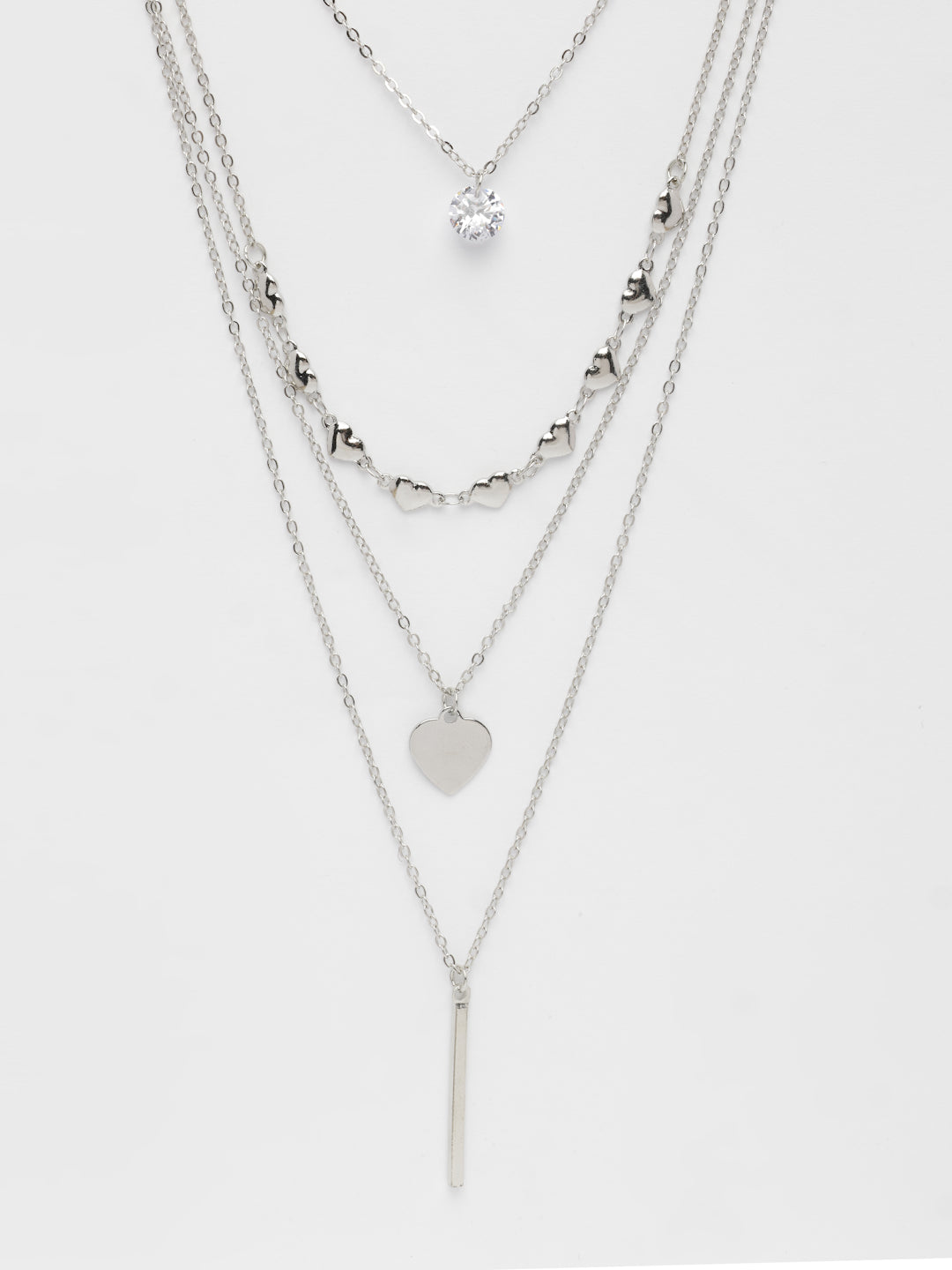 NVR Women's Silver-Plated Artificial Stones Layered Chain | Swadesiicart