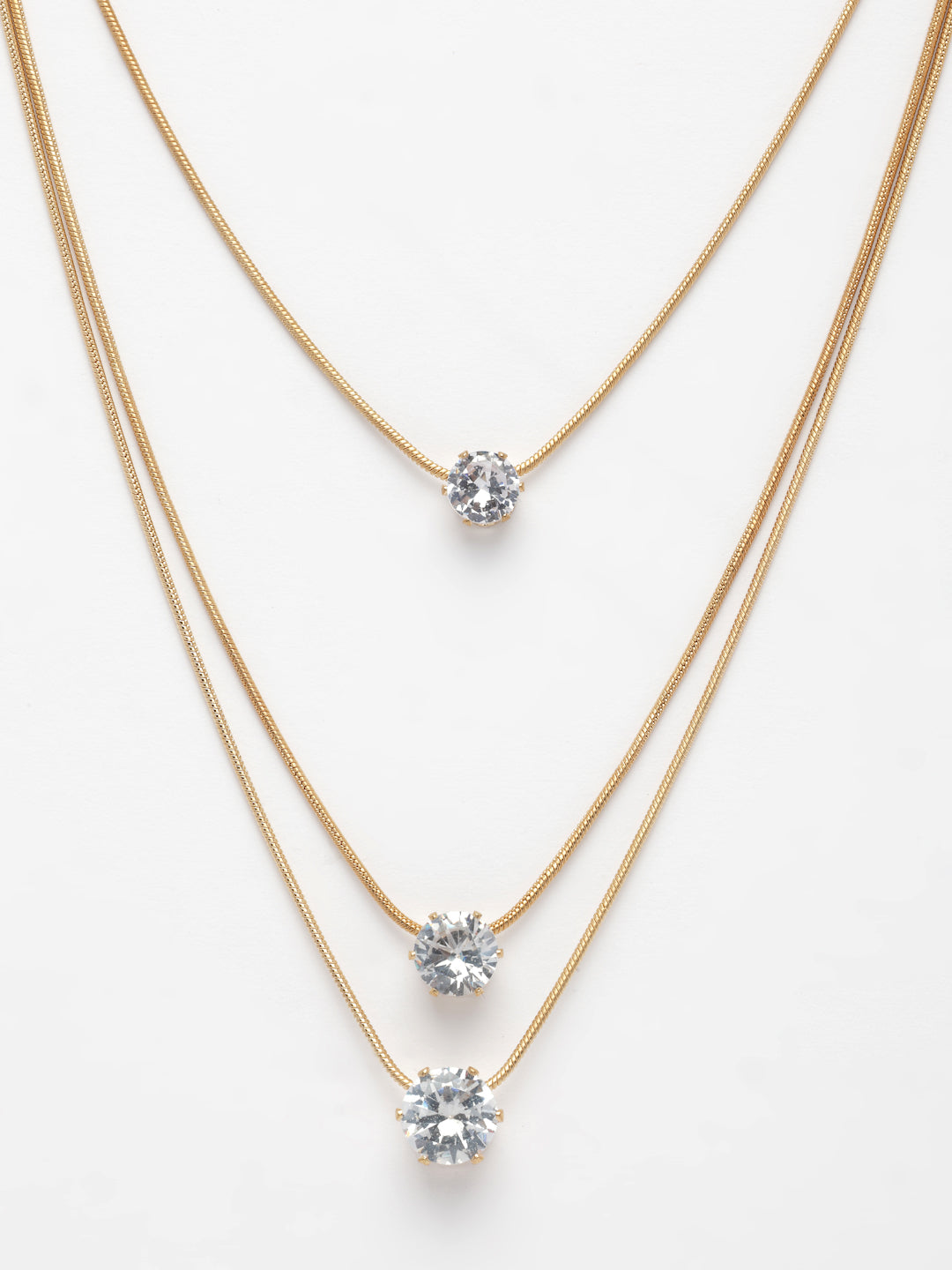 NVR Women's Gold-Polished Artificial Stones Layered Chain | Swadesiicart