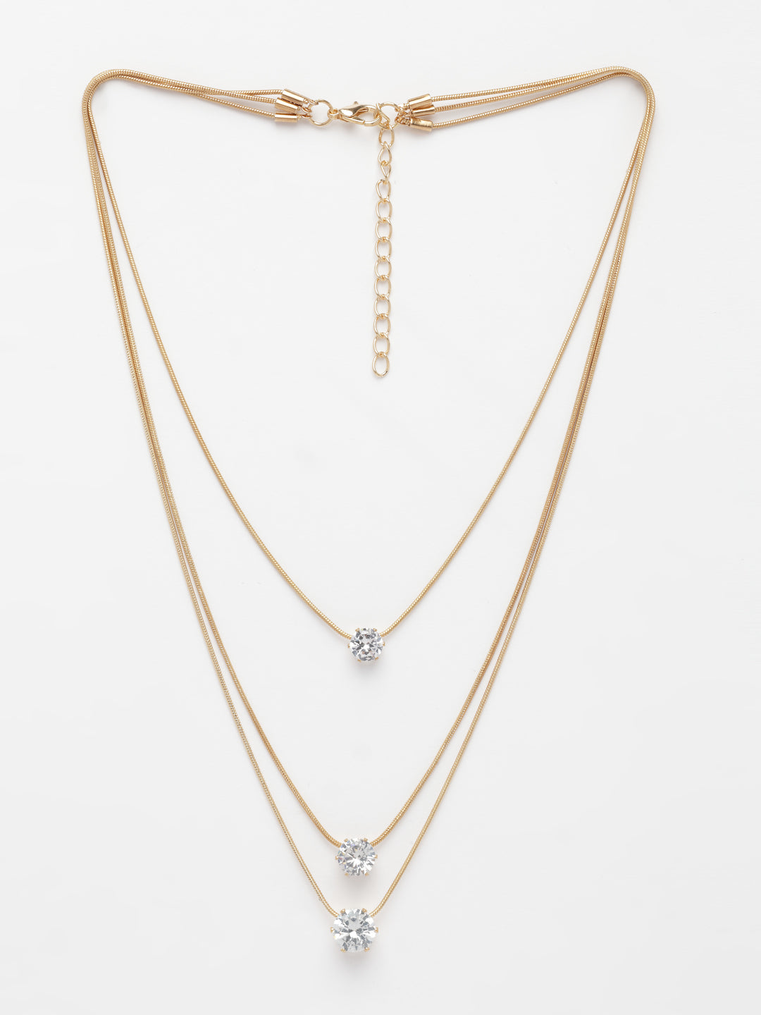 NVR Women's Gold-Polished Artificial Stones Layered Chain | Swadesiicart