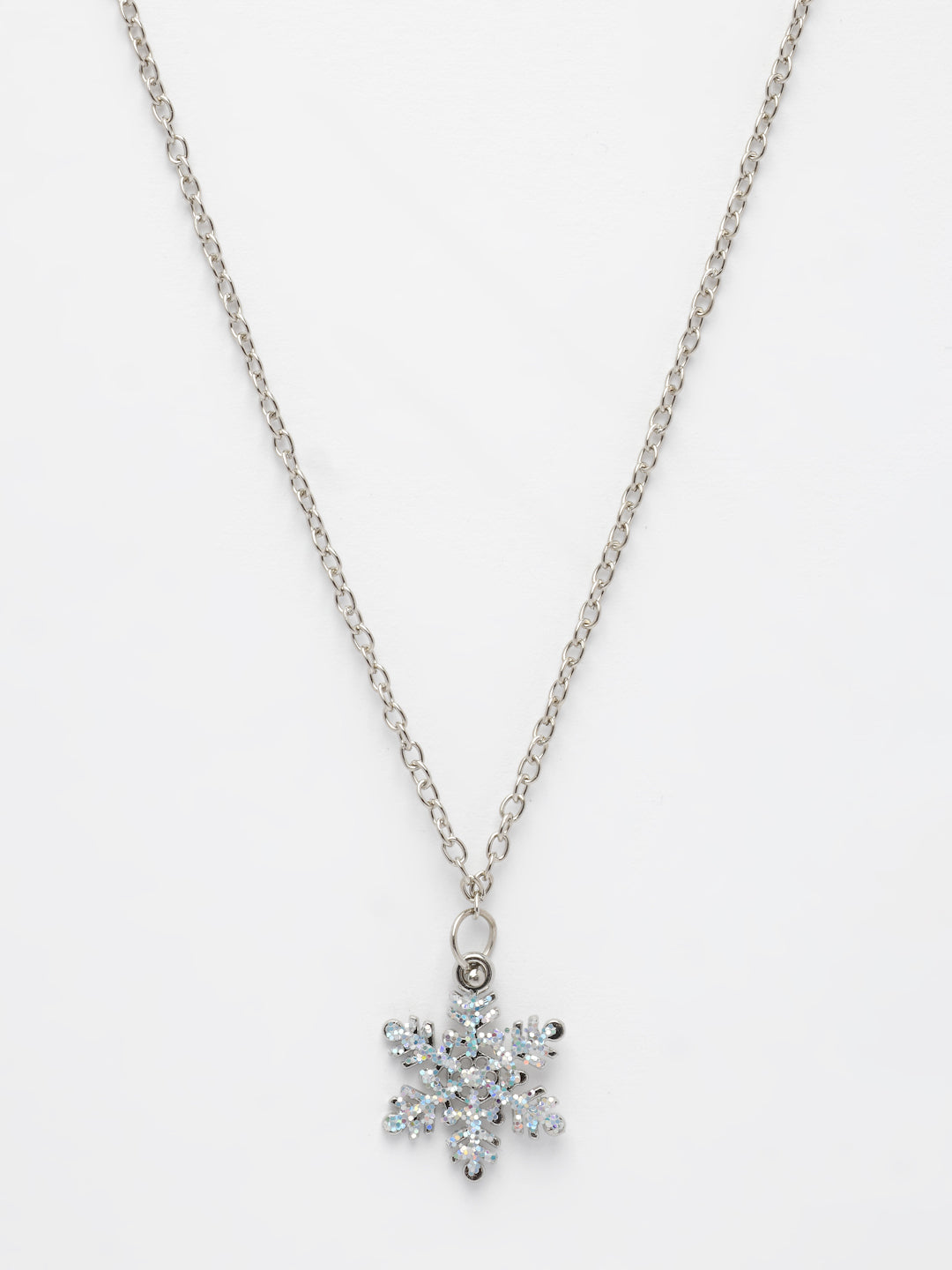 NVR Women's Silver-Plated Chain With Snowflake Pendant - Swadesiicart