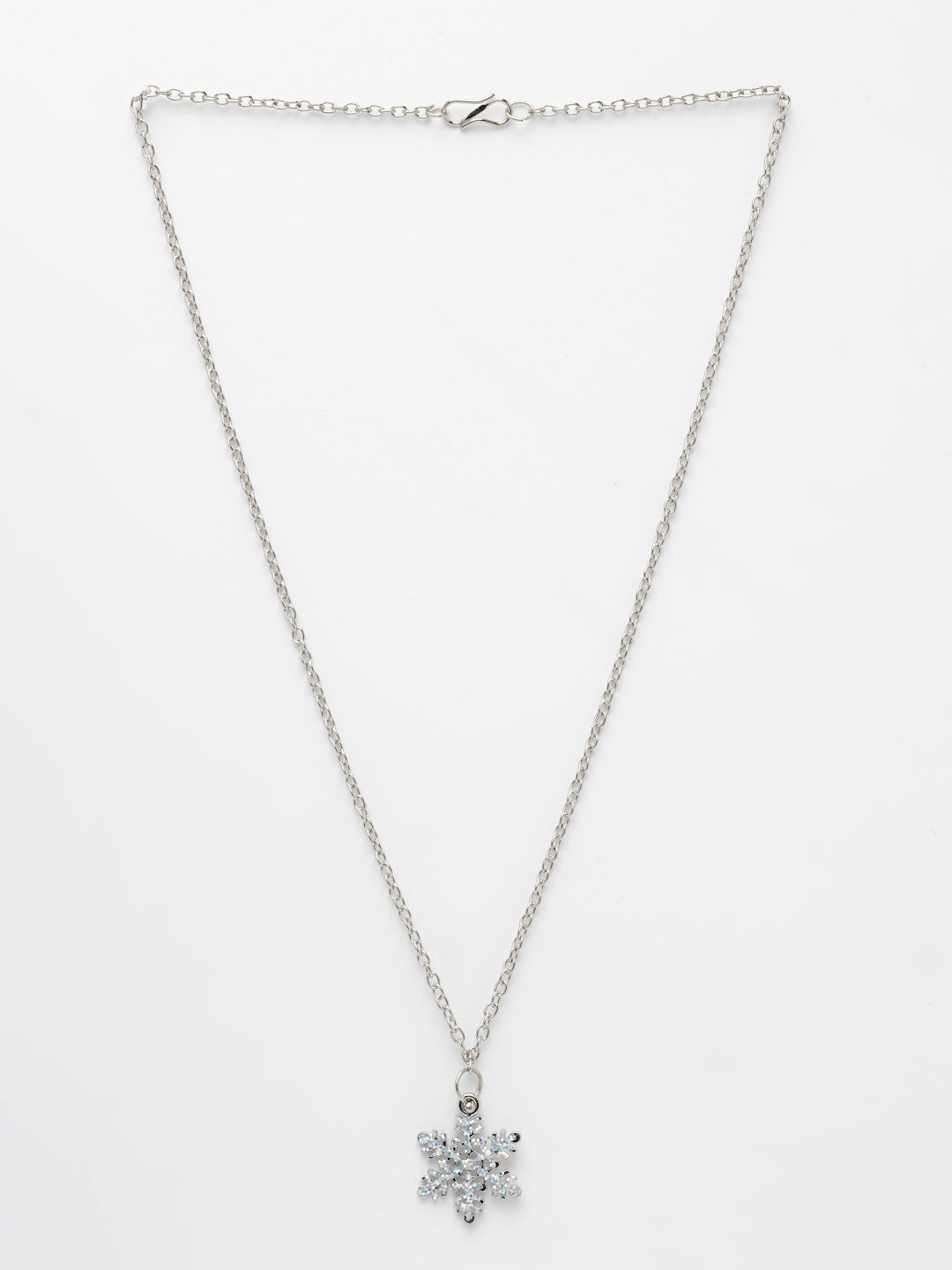 NVR Women's Silver-Plated Chain With Snowflake Pendant - Swadesiicart