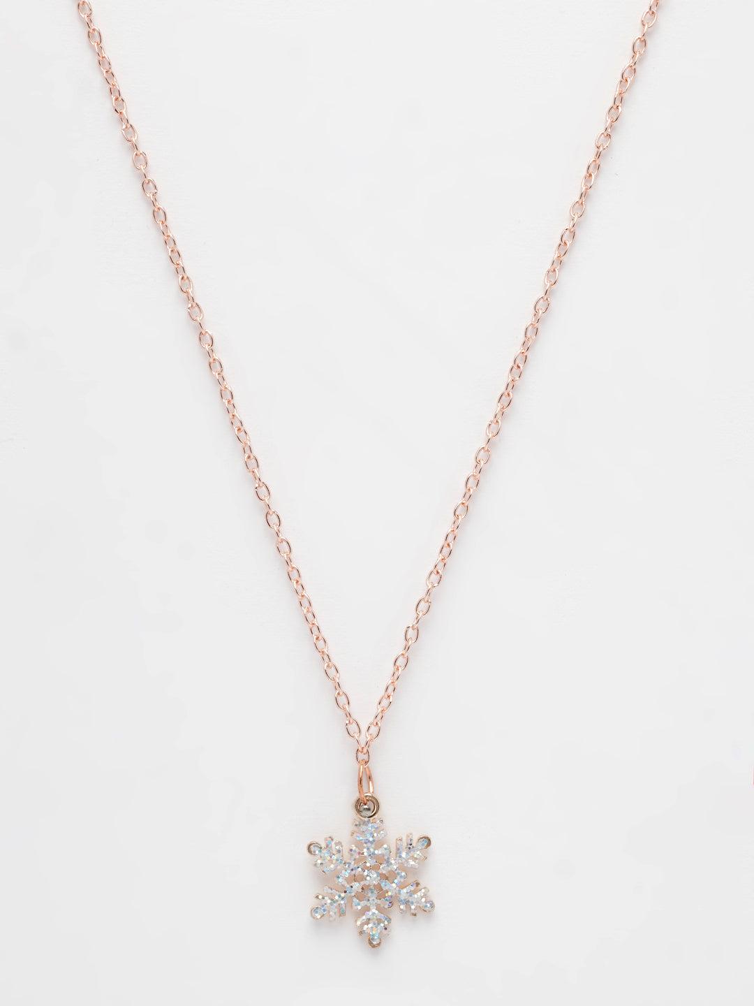 NVR Women's Rose Gold-Polished Chain With Snowflake Pendant - Swadesiicart