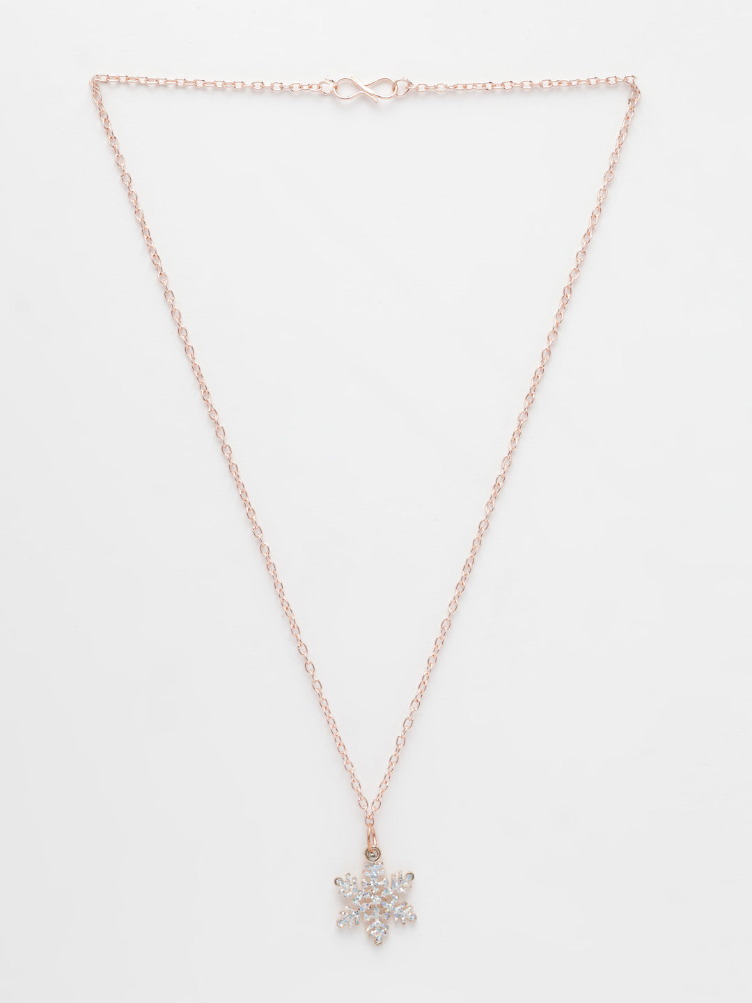 NVR Women's Rose Gold-Polished Chain With Snowflake Pendant - Swadesiicart