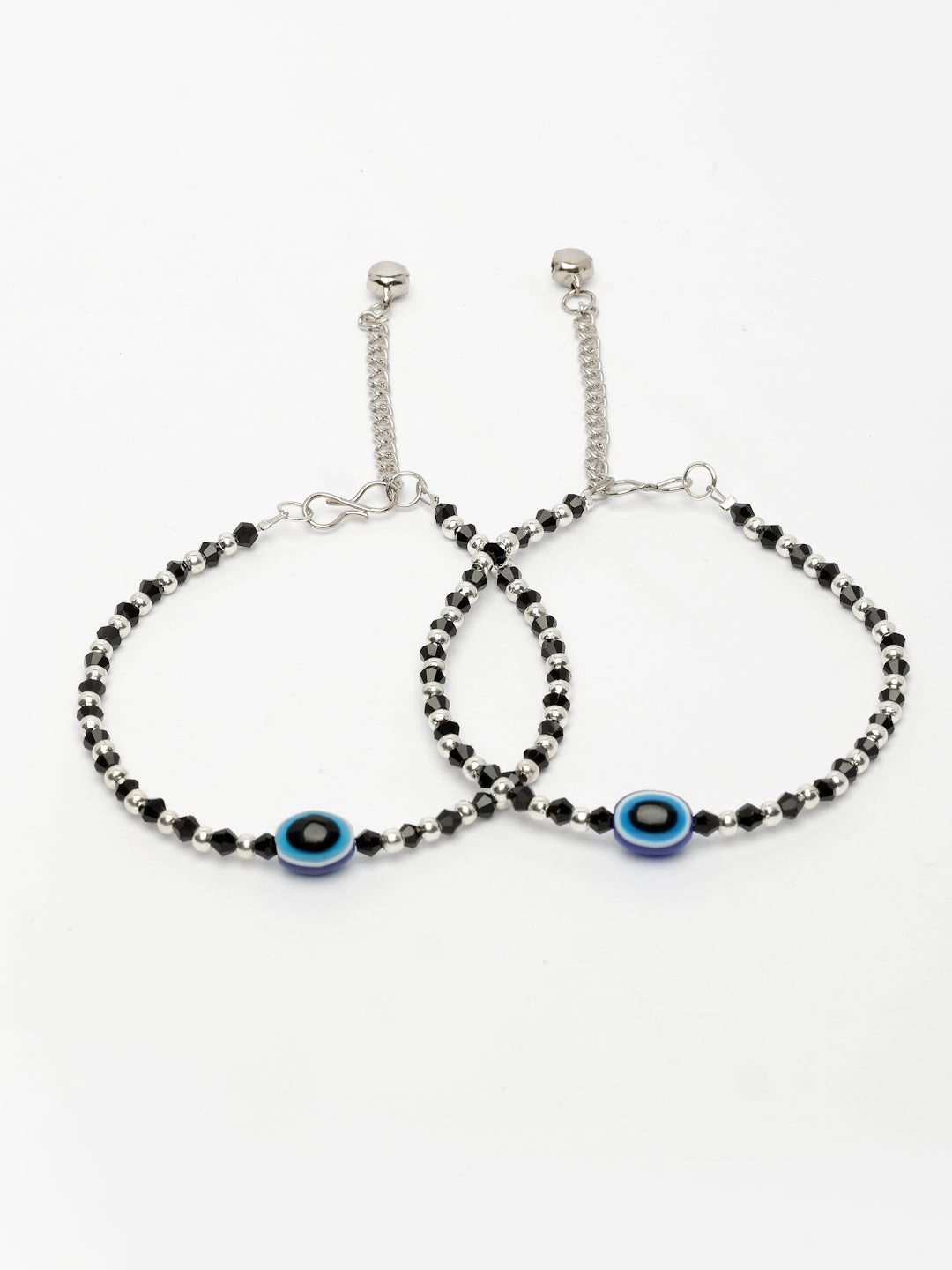 NVR Women's Silver-Plated Evil Eye Artificial Beads Anklet - Swadesiicart