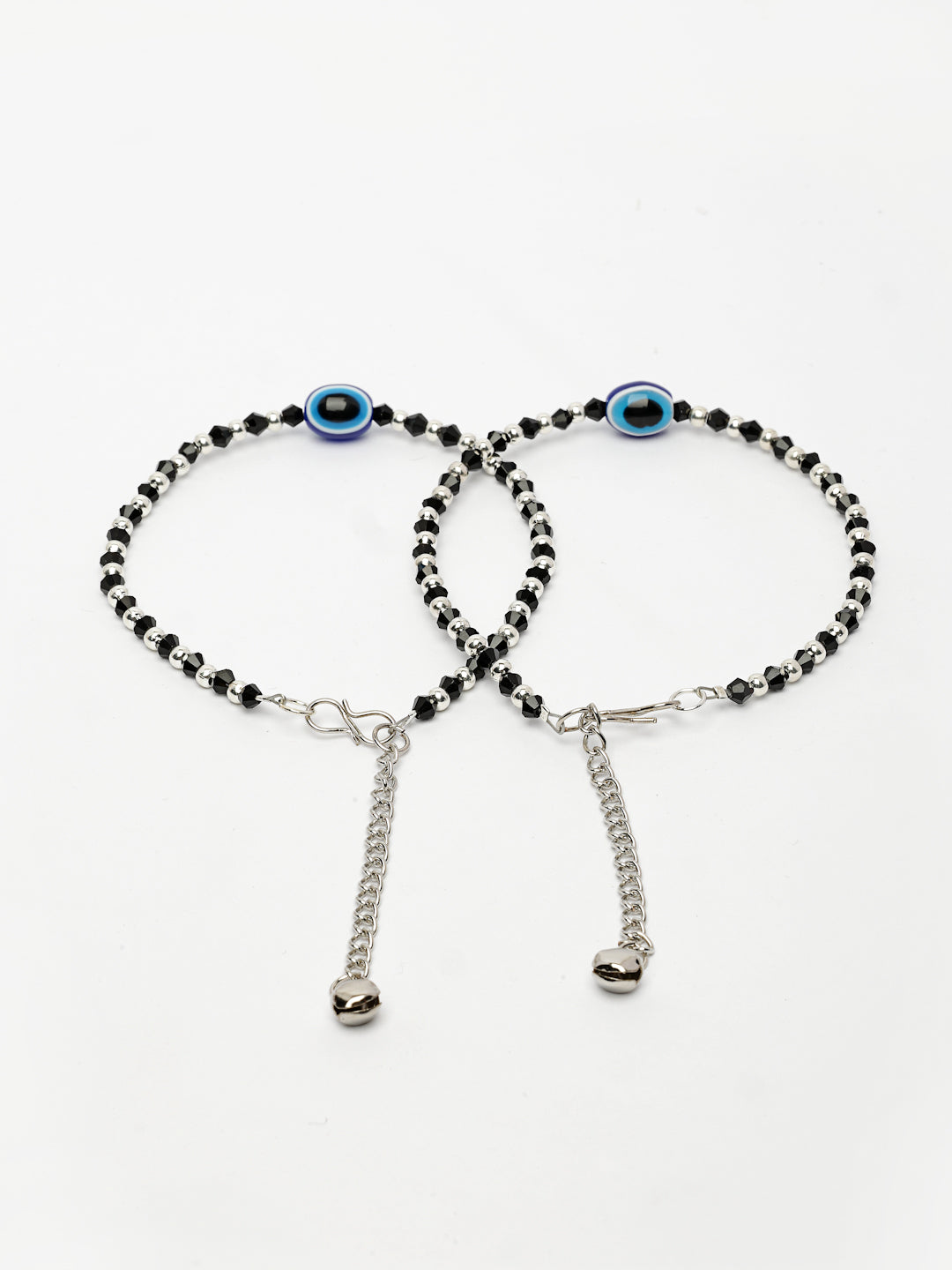 NVR Women's Silver-Plated Evil Eye Artificial Beads Anklet - Swadesiicart