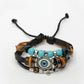 NVR Men's Evil Eye Multi-Coloured Leather Wraparound Bracelet - Swadesiicart