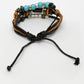 NVR Men's Evil Eye Multi-Coloured Leather Wraparound Bracelet - Swadesiicart