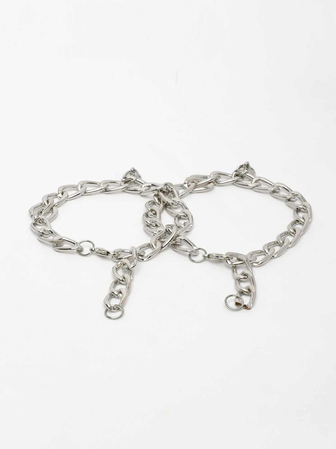 NVR Men's Set of 2 Silver-Plated Stainless Steel Link Bracelet - Swadesiicart