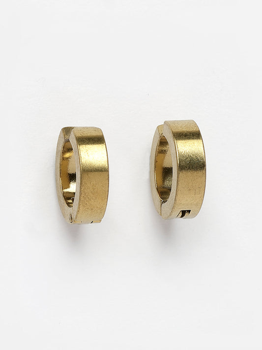NVR Men's Gold-Polished Contemporary Hoop Earrings - Swadesiicart