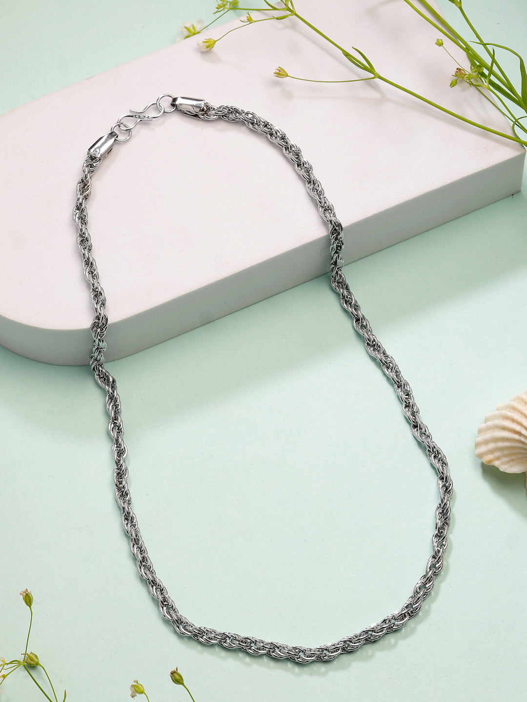 NVR Men's Silver-Plated Stainless Steel Chain - Swadesiicart