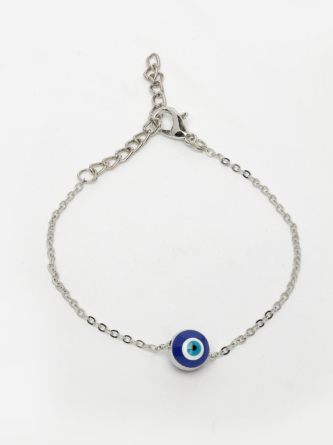 NVR Women's Silver-Plated Evil Eye Link Bracelet - Swadesiicart