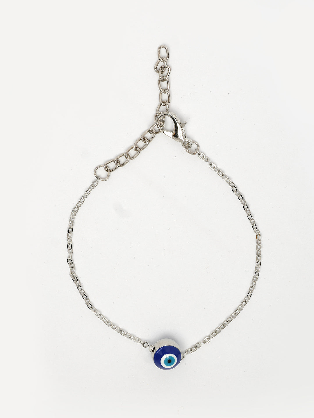 NVR Women's Silver-Plated Evil Eye Link Bracelet - Swadesiicart