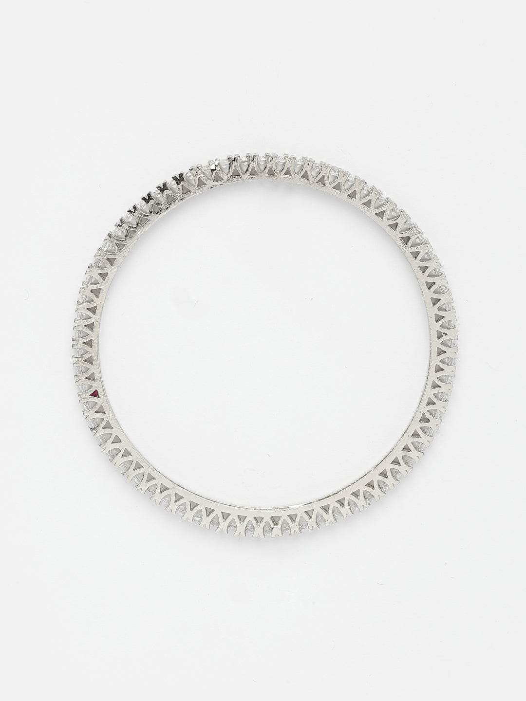 NVR Women's Set of 4 Silver-Plated Cubic Zirconia Stone Studded Bangles - Swadesiicart