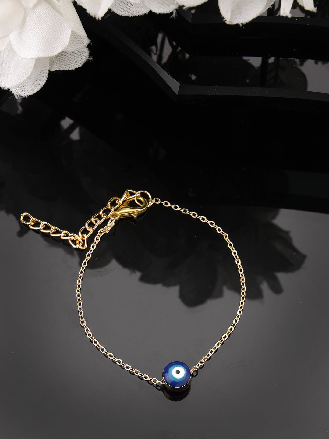 NVR Women's Set of 2 Gold & Silver Polished Evil eye Link Bracelet - Swadesiicart