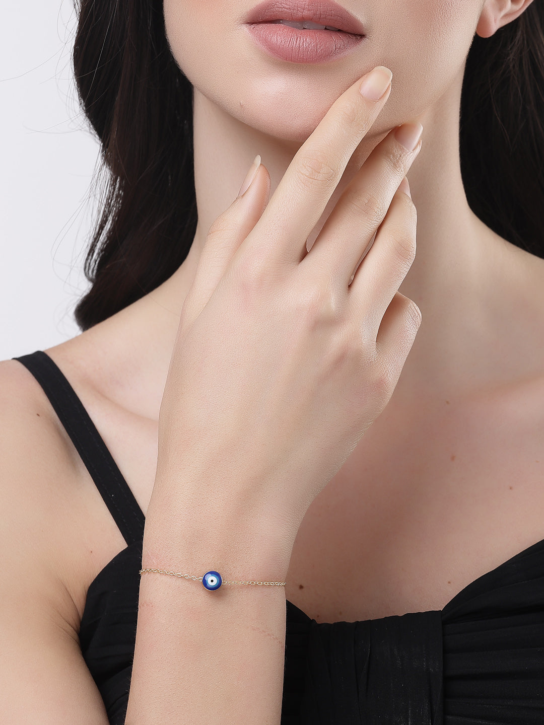 NVR Women's Set of 2 Gold & Silver Polished Evil eye Link Bracelet - Swadesiicart