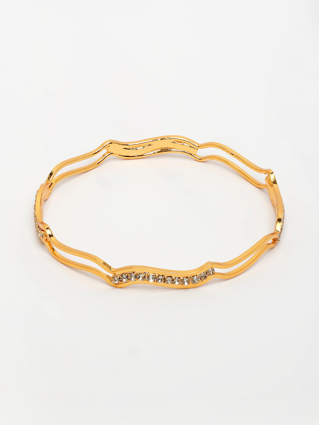 NVR Women's Set of 4 Gold-Polished Cubic Zirconia Stone Studded Bangles - Swadesiicart