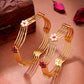 NVR Women's Set of 2 Gold-Polished Artificial Stones Traditional Bangles - Swadesiicart
