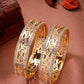 NVR Women's Set of 2 Gold-Polished Cubic Zirconia Stone Studded Kada Bangles - Swadesiicart