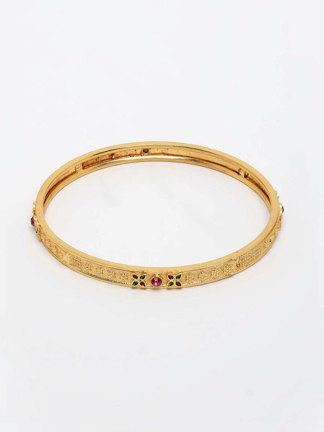 NVR Women's Set of 4 Gold-Polished Artificial Stones Traditional Bangles - Swadesiicart