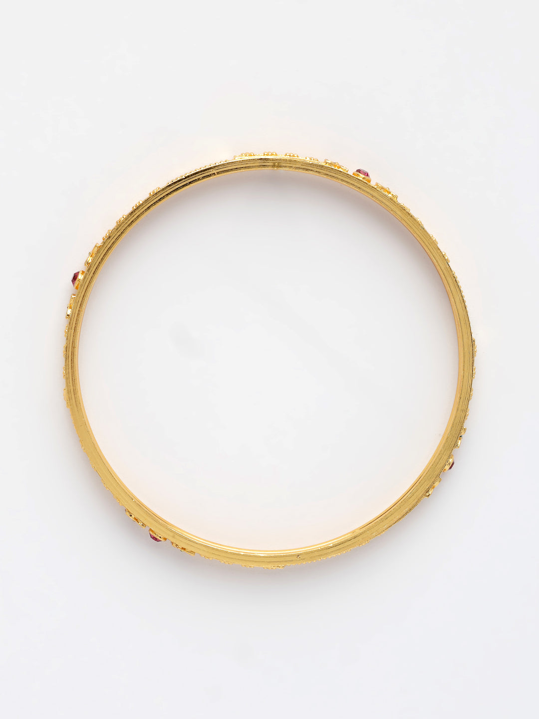 NVR Women's Set of 4 Gold-Polished Artificial Stones Traditional Bangles - Swadesiicart