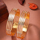 NVR Women's Set of 2 Gold-Polished Cubic Zirconia Stone Studded Bangles - Swadesiicart