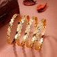 NVR Women's Set of 4 Gold-Polished Leaf Shaped Traditional Bangles - Swadesiicart