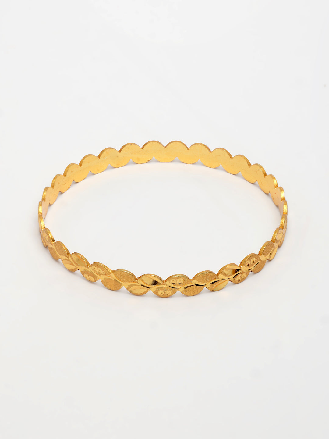 NVR Women's Set of 4 Gold-Polished Leaf Shaped Traditional Bangles - Swadesiicart