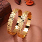NVR Women's Set of 2 Gold-Polished Leaf Shaped Kada Bangles - Swadesiicart